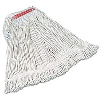 RCPD113 - Super Stitch Mop Heads, Cotton, White, Large, 1-in. Red Headband