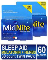 MidNite Natural Sleep Supplement, Chewable Tablets, Cherry Flavored, 30 Count (Pack of 2)