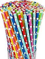 100% Compostable Drinking Biodegradable Eco-Friendly Bulk Paper Straw, Foil Bulk Paper Straws (POLKA DOT, 400 Count)