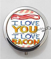 BlackKey I Love You More Than Bacon 3-Compartment Decorative Pocket Gift Box Case Organizer for Pill, Color 1 -744