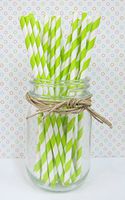 50 Stripped Paper Straws Birthday Wedding Baby Shower Party -Grass Green Striped