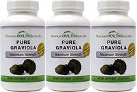Pure Graviola Soursop Capsules 1000 mg per Serving (3 Bottle Pack) AKA: Soursop Fruit, High Antioxidants, Anti-Inflammation