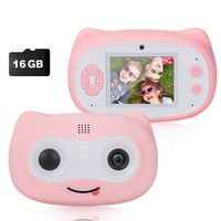 SUNGLIFE Kids Camera, Digital Dual Camera for Girls Gifts, 8.0MP Rechargeable Children Camcorder with 2.8'' Screen, 4X Digital Zoom, Gift for 3-12 Years Old Girls Boys Party Outdoor (Pink)