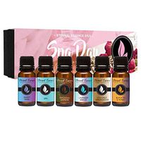 Spa Day - Gift Set of 6 Premium Fragrance Oils - Lavender Breeze, Sweet Rain, Coconut Sandalwood, Black Fig & Honey, Patchouli Saffron and Spa
