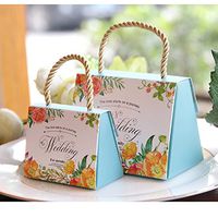 WPPOWER Wedding Paper Gift Boxes for Guests Party Favors Bags Candy Chocolate Box Souvenirs Event Decoration for Return Present(Pack of 10)(Blue L)