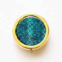 RhyNSky Sea Mermaid Mermaids Mini Gold Portable Pocket Purse Pill Box Case Pillbox, 3 Compartments -299