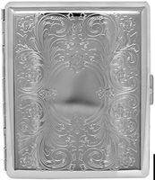 Silver Victorian Scroll (Full Pack 100s) Metal-Plated Cigarette Case & Stash Box