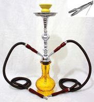 2 hose 20" Yellow Hookah shisha nargila bars narguile nargile glass water vase