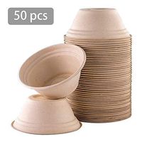 SHZONS 50PCS Biodegradable Bowls 350ML/14.7OZ Disposable for Ice Cream Chili Soup