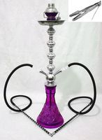 Hookah 28" Purple 2 hose shisha nargila bars smoking pipe glass water Vase set