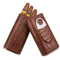 AMANCY 3 Holder Elegant Vintage Style Crocodile Pattern Leather Cigar Case with Cedar Wood Lined