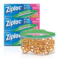 Ziploc Snack Bags, Easy Open Tabs, Ideal for packing cookies, fruits, vegetables, chips and more, 90 Count, Pack of 3