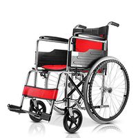 Hong Tai Yang XF Wheelchair, Aluminum Alloy Light Driving Transport Chair Non-Slip Foot Pedal Manual Elderly, Rear Wheel 22 Inches, Seat Width 39cm, Red Armchairs (Color : Red)