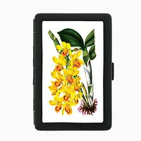 Perfection In Style Black Color Metal Cigarette Case Vintage Flowers Design 009