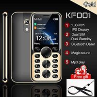 KF001 Mini Phone 1.3 inch IPS Display Dual sim Card Bluetooth Dialing MP3 Player one Touch Recording (Gold)