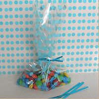 Weststone Bags and Ties - 25pcs 5"x8" Blue Polka Dot Bags and 4" Blue Ties for Boy Baby Shower Party