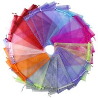 SUNGULF 50Pcs 8x12 Inches Sheer Organza Drawstring Pouches Christmas Jewelry Candy Wedding Favor Party Gift Bags (Mixed Color)