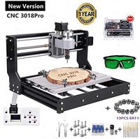 Upgraded Version CNC 3018 Pro Engraving Machine, 3 Axis GRBL Control Mini DIY CNC Router Kit with Offline Controller+ER11 and 5mm Extension Rod, Working Area 300x180x45mm ...