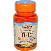 Rexall Sundown Naturals, B-12 Methylcobalamin, Cherry Flavor, 5000 mcg, 90 Microlozenges - 2pc