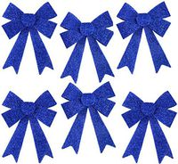 Iconikal Luxury No-Mess Glitter Christmas Bow 9 x 12-inches, 6 Pack - Blue