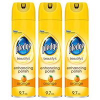 Pledge Multisurface Furniture Polish Spray, Works on Wood, Granite, and Leather, Shines and Protects, Orange, 9.7 oz - Pack of 3