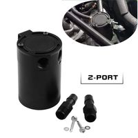 Sporacingrts Compact Baffled 2 Port Oil Catch Can Tank Universal Aluminum Air Oil Separator Black