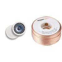 Polk Audio RC60i 2-way Premium In-Ceiling 6.5" Round Speakers (White, Paintable Grille) & AmazonBasics SW100ft  16-Gauge Speaker Wire - 100 Feet