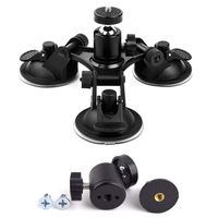 Walway Triple Suction Cup Mount with 360 Degree Tripod Ball Head Mount & Screw Mount Adapter for GoPro Hero 6 5 4 Session 3+, SJCAM SJ4000 SJ5000 SJ6000, Sony, Xiaomi Yi, Camcorder