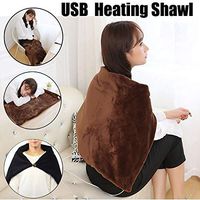 GROUPBUYLINK USB Powered Warm Shawl Electric Heated Blanket Throw Winter Lap Warmer Back Shoulder Heating Shawl Coffee