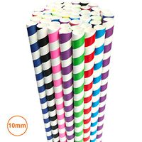 Paper Smoothie Jumbo Straws Disposable 10mm/0.4in Wide Compostable Biodegradable Bubble Tea Milkshake Drinking Straw Wrapped in Bulk Party Supplies Decorations Bpa Free Striped 70Pcs