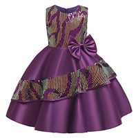 Driuankeji Girls Bridesmaid Dress Pleated Sequin Long A Line Wedding Pageant Dresses Party Gown Purple