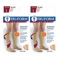Truform Compression 30-40 mmHg Knee High Open Toe Dot Top Stockings, Beige, Large, 2 Count