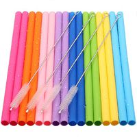 18 Pcs Reusable Silicone Drinking Straws Flexible Straight Straws with 4 Cleaning Brushes – for 20 30 oz Tumblers Ritc/Yeti – BPA Free