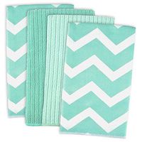 DII Microfiber Multi-Purpose Cleaning Towels Perfect for Kitchens, Dishes, Car, Dusting, Drying Rags, 16 x 19, Set of 4 - Aqua Chevron