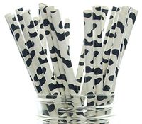 Cow Party Straws, Barnyard Paper Straws (50 Pack) - Farm Birthday Party Supplies, Cow Hide Print Straws, Animal Party Tableware & Paper Drinking Straws