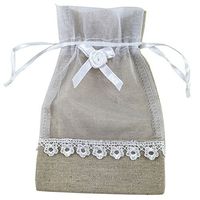 SumDirect 20Pcs 4"x6" High Quality Elegant Linen Organza Lace Bow Drawstring Pouches Wedding Party Christmas Holiday Favor Gift Bags (Organza with Bow)