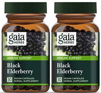 Gaia Herbs, Black Elderberry, Organic Sambucus Elderberry Extract for Daily Immune and Antioxidant Support, Vegan Powder Capsules, 30 Count (Pack of 2)