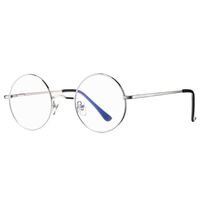 COASION Vintage Small Round Blue Light Blocking Glasses Clear Lens Computer Gaming Eyeglasses (Silver)