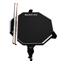 SUNYIN Practice Drum Pad Set&Drum Sticks,12 inches-Silent Practice Training Pad with Real Drum Feel,Practice Quietly,Stand NOT INCLUDED (Black)