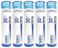 Boiron Sulphur 30C (Pack of 5 80-Pellet Tubes), Homeopathic Medicine for Skin Rash