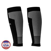 MudGear Compression Calf Sleeves - Graduated Performance for Running, Sports Recovery, Shin and Leg Muscle Support - 1 Pair (Large/XL, Black/Gray)