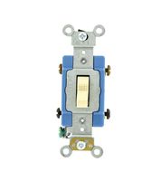 Leviton 1202-2I 15 Amp, 120/277 Volt, Toggle Double-Pole AC Quiet Switch, Extra Heavy Duty Grade, Self Grounding, Back and Side Wired, Ivory