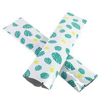 Pack of 100 Long Stick Pack Open Top Filling Food Safe Packaging Bags (1.4" x 6.3", Glossy Green Leaf)