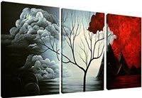 Santin Art- the Cloud Tree-Modern Abstract Painting High Q. Wall Decor Landscape Paintings on Canvas 12x16inch 3pcs/set Stretched and Framed Ready to Hang