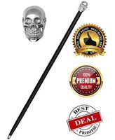 Clearance Sale on #1 Walking Stick in Wood - Skull Nickel Plated Silver-Tone Brass Handle - Wooden Decorative Walking Cane Best Gifts for Men & Women