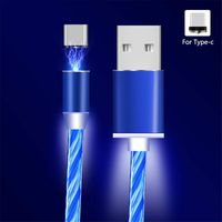 Jannyshop Trinity Magnetic Absorption Data Cable Three-in-One 360-Degree Innovative 7-Color Streamer Cable (Blue, Type-C)