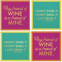 Wine Cocktail Napkins Funny Elegant Gold Foil Upscale Variety Pack 64 Total Paper Napkins