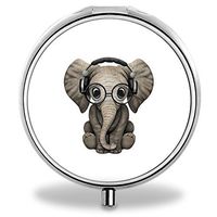 IMLONE Pill Organizer, Customized Cute Elephant Pill Boxes with 3 Components and Mirror for Travelling and Daily Needs