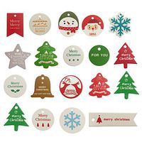 160PCS Christmas Gift Tags 18 Styles Kraft Tag Label for Xmas Presents Hanging Tags