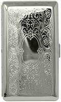Silver Victorian Scroll (Full Pack 120s) Metal-Plated Cigarette Case & Stash Box